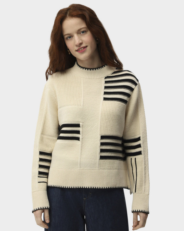Свитер с акцентным дизайном в полоску