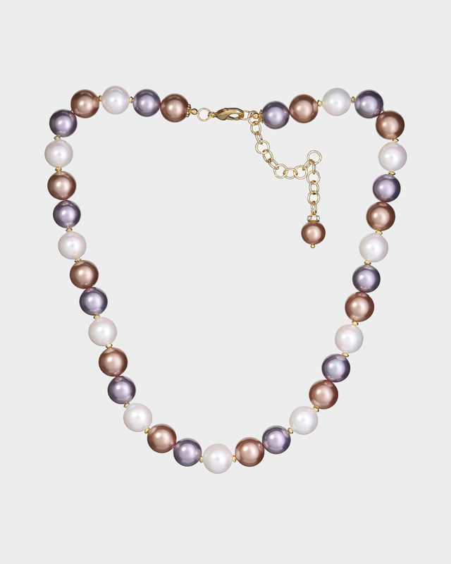 Колье с жемчугом Майорка и натуральным гематитом