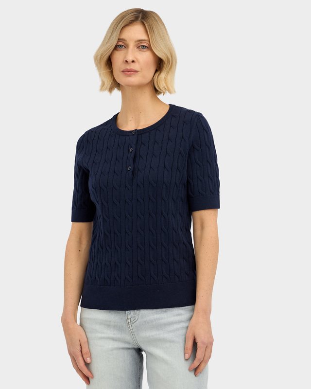 Джемпер фактурной вязки с короткими рукавами