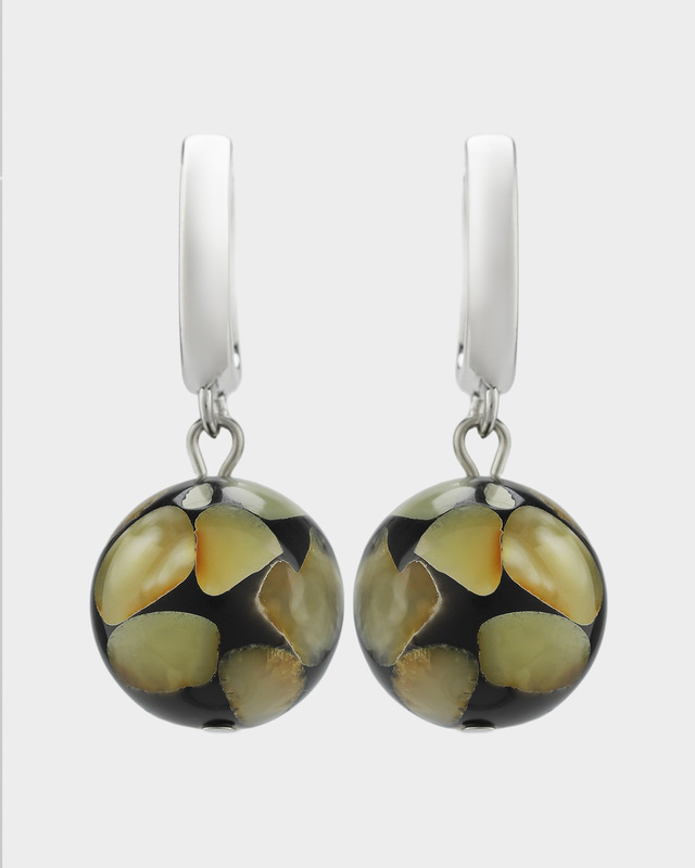 Серьги с натуральным янтарем