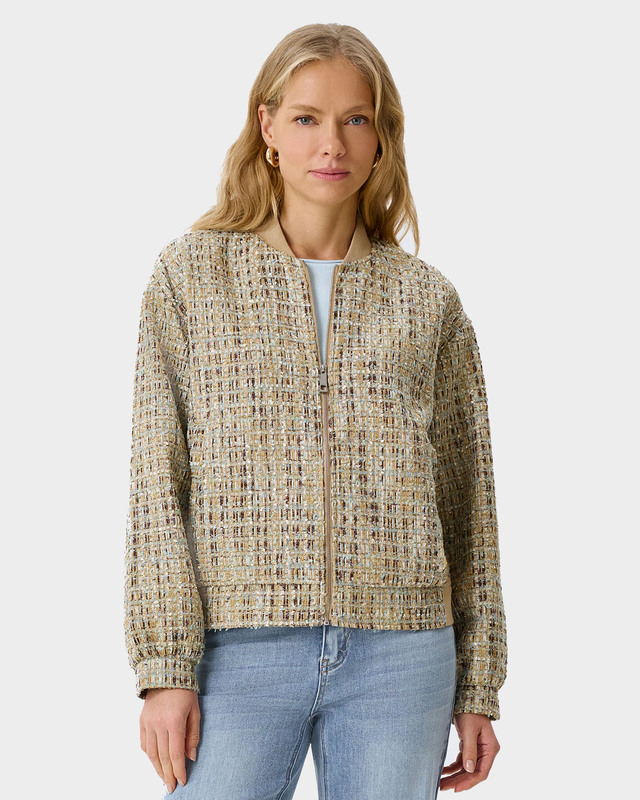 Жакет-бомбер из фактурного твида с мерцающей люрексной нитью