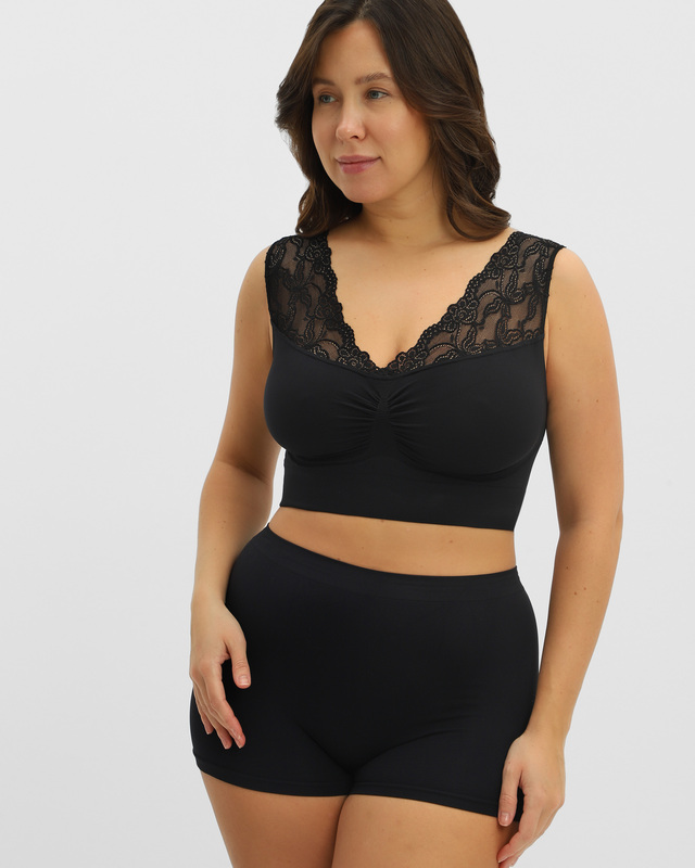 Корректирующее бюстье из биэластичного материала с фигурным V-образным вырезом