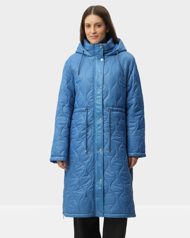 Стеганое пальто прямого кроя с капюшоном