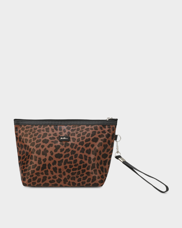 Косметичка с леопардовым принтом и съемной ручкой-петлей