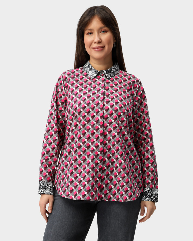 Хлопковая рубашка с геометрическим узором и отделкой с принтом laquoпитон raquo 17290₽