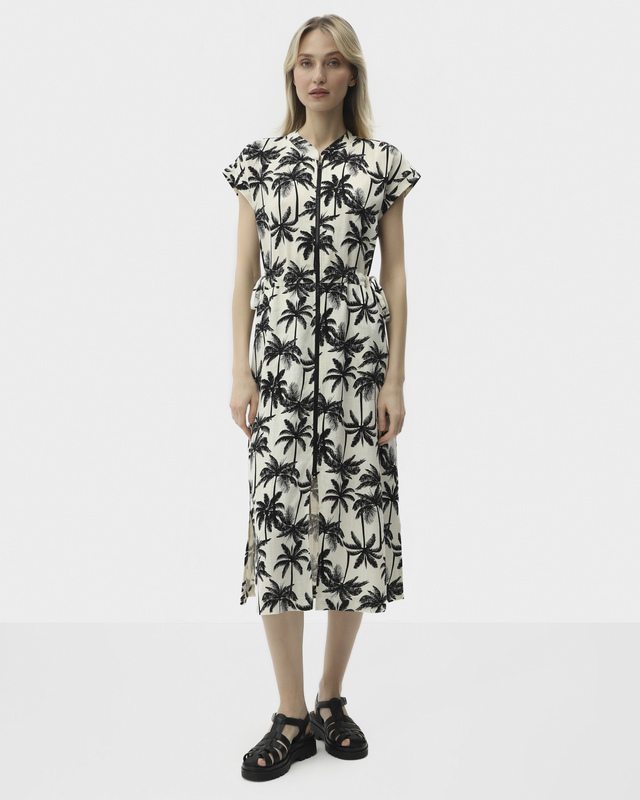 Платье из натурального льна и вискозы с тропическим принтом 14390₽