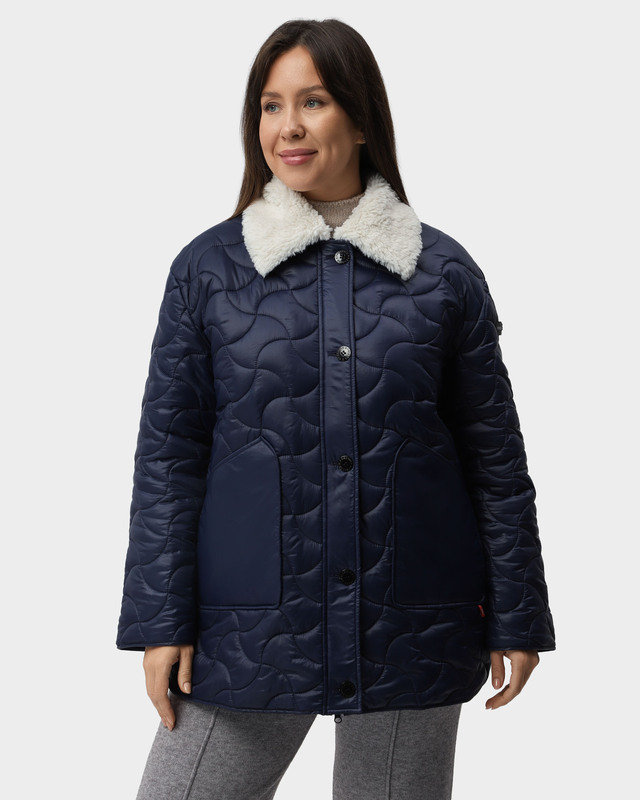 Стеганая куртка со съемным воротником из искусственного меха