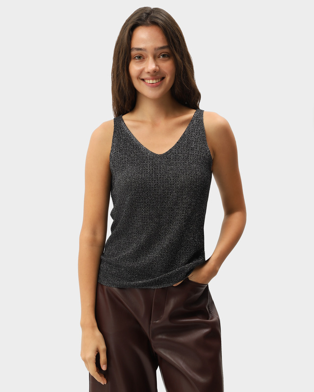 Вязаная блузка-топ с люрексом и стразами