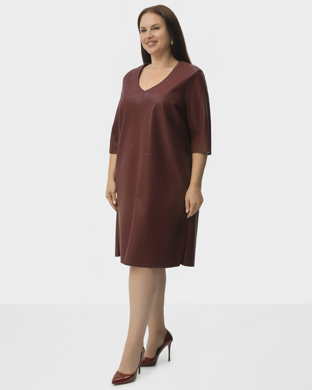 Платье миди из экокожи