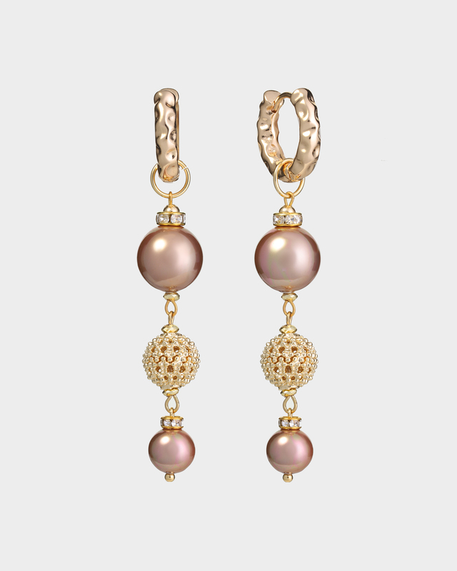 Серьги-трансформеры с жемчугом Майорка и натуральным гематитом