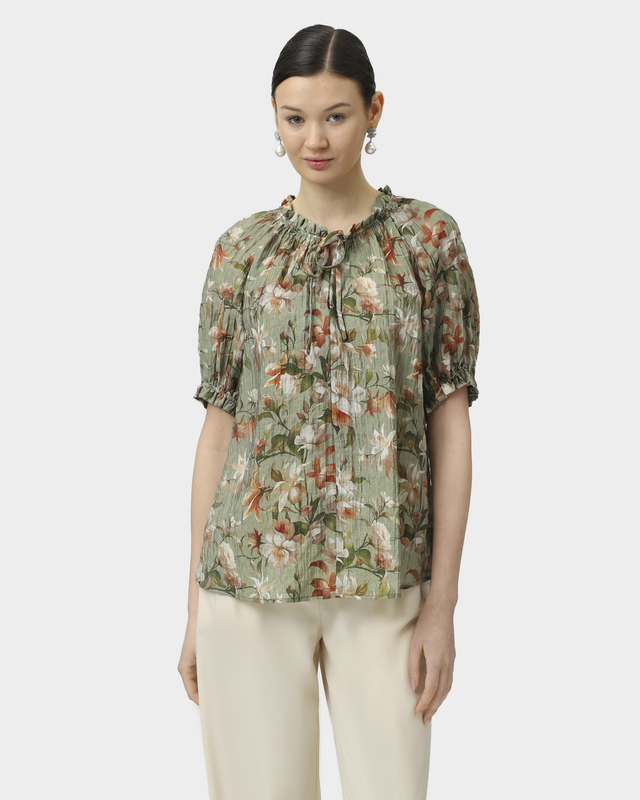 Блузка трапециевидного кроя с цветочным принтом