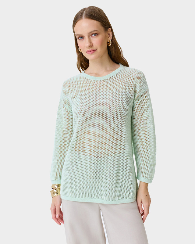 Ажурный джемпер из модала и хлопка с декором пайетками