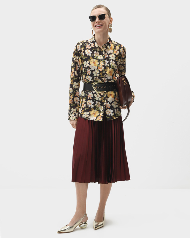 Струящаяся плиссированная сатиновая юбка миди 4990₽