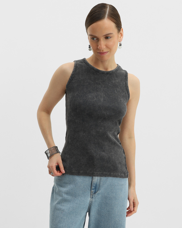 Топ из хлопковой ткани в рубчик