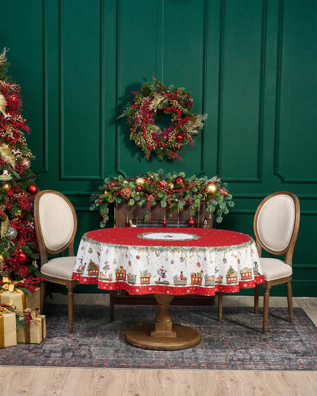 Скатерть овальная &laquo;Щелкунчик&raquo;, красная