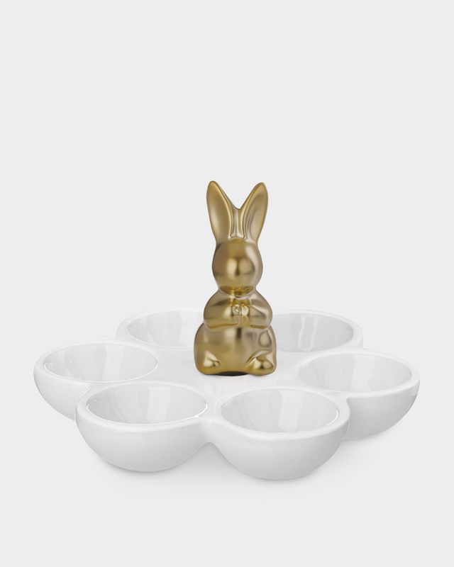 Керамическая подставка для яиц с фигуркой пасхального кролика, 15х15х12,5 см