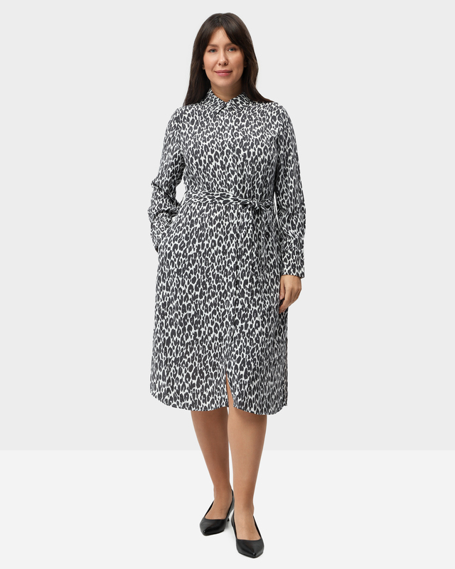 Платье-рубашка из 100% вискозы с анималистическим принтом