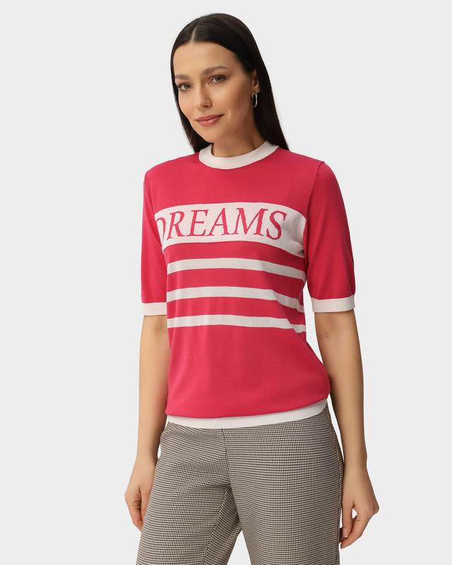 Пуловер с жаккардовым узором и короткими рукавами