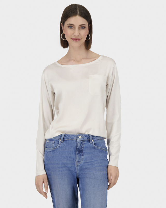 Блузка прямого кроя с двумя фактурами