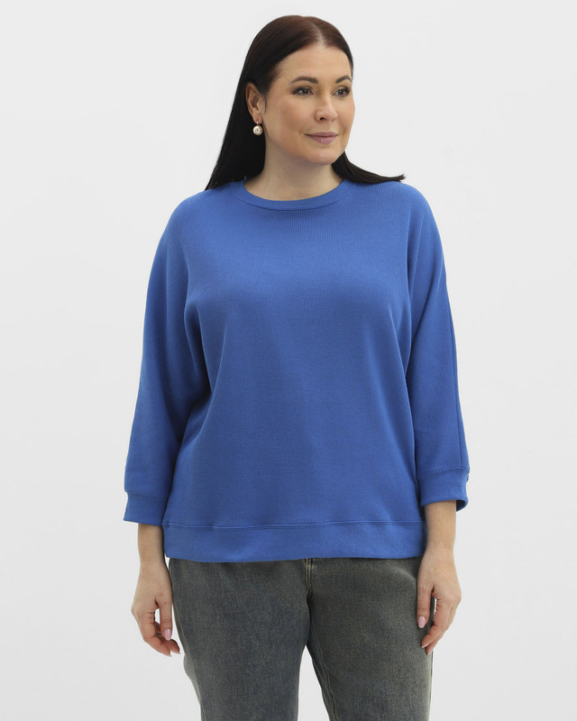 Свитшот из плотной ткани джерси с круглым вырезом рибовой фактуры