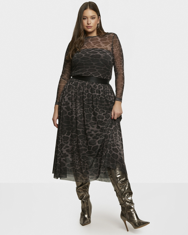 Миди-юбка из сетчатого материала с леопардовым принтом