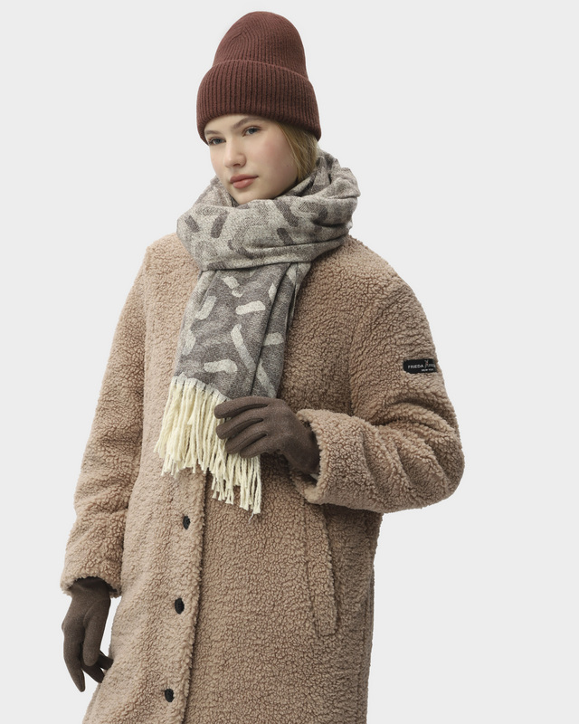 Комплект: шапка бини, палантин с геометрическим узором и перчатки