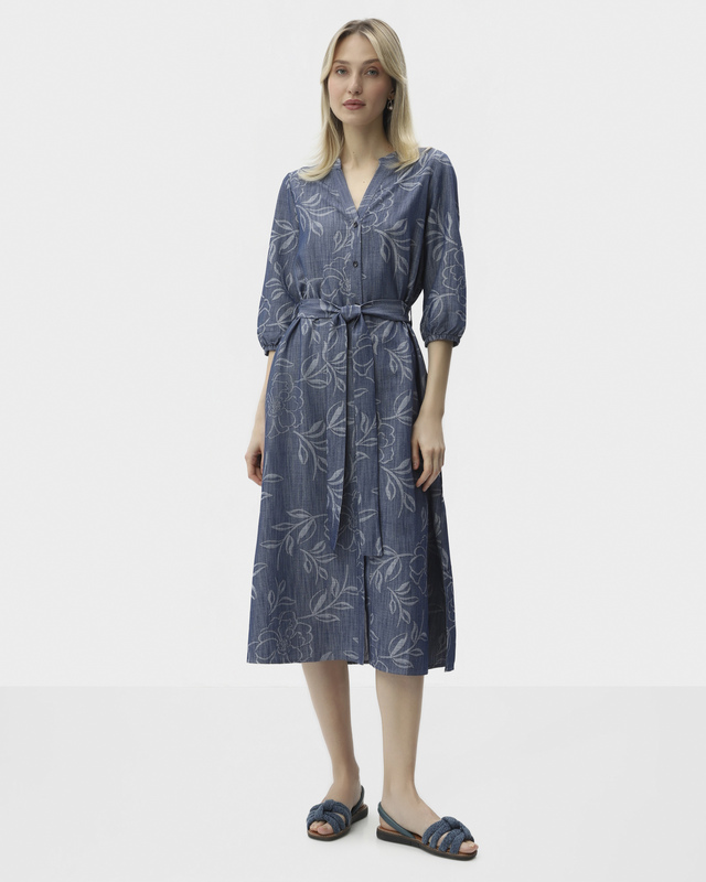 Платье с жаккардовым цветочным узором и боковыми карманами