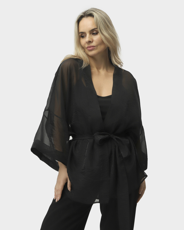 Блузка на запах из органзы со съемным поясом