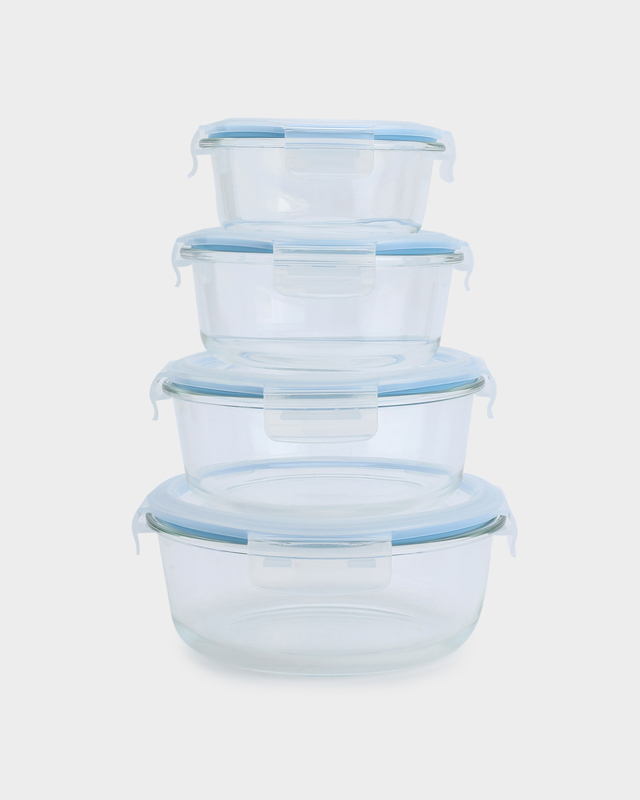 Набор из 4 круглых стеклянных контейнеров с крышкой