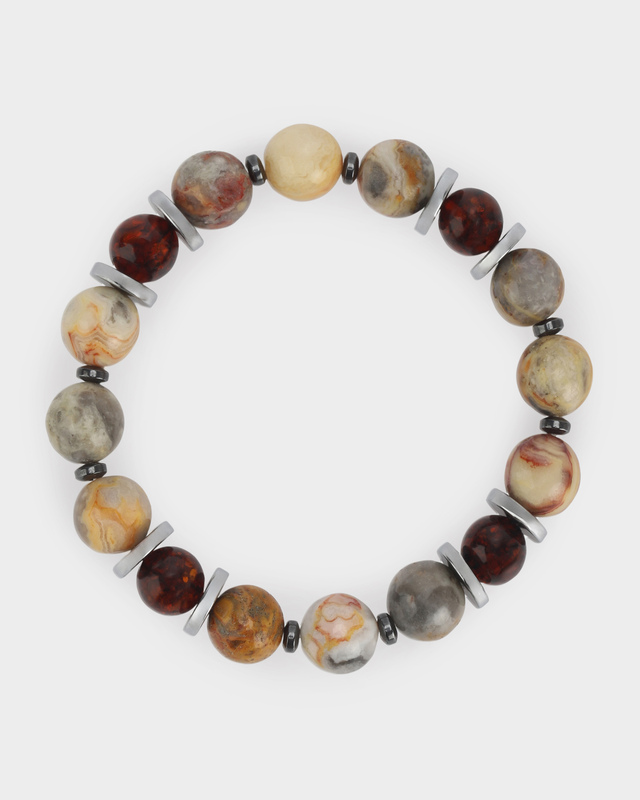 Браслет из янтаря, кахолонга и гематита