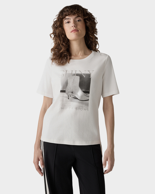 Футболка из хлопка с мерцающим принтом спереди