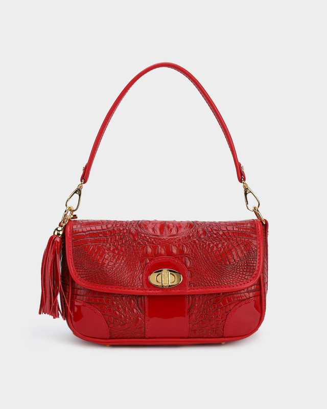 Сумочка из натуральной кожи с тиснением под крокодила
