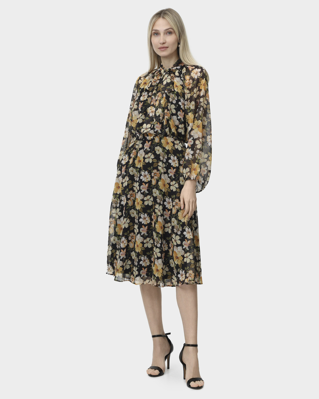 Платье миди свободного силуэта с цветочным принтом