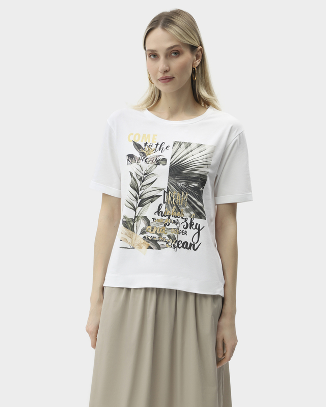 Футболка прямого кроя с растительным принтом