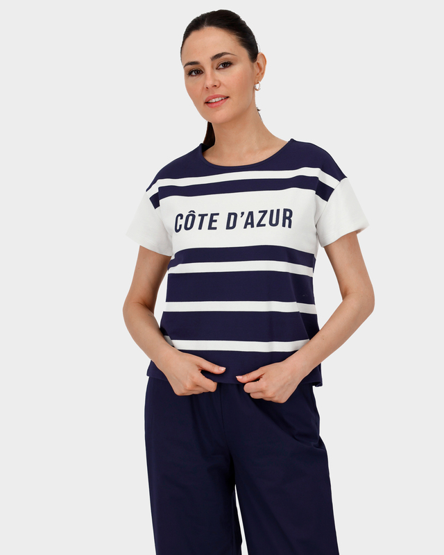 Свитшот с короткими рукавами и принтом в полоску