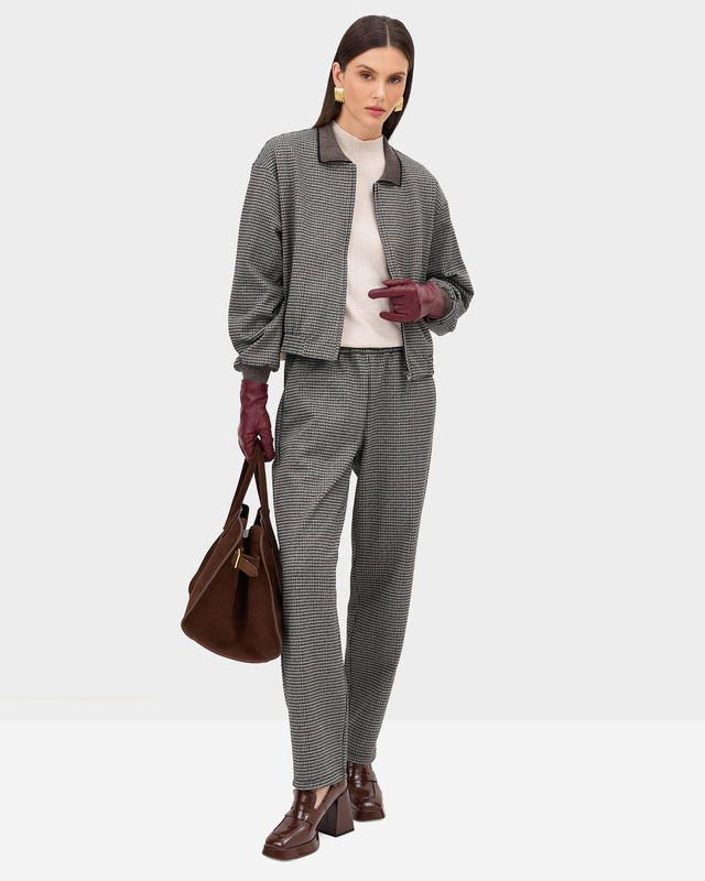 Брюки из джерси в мелкую клетку