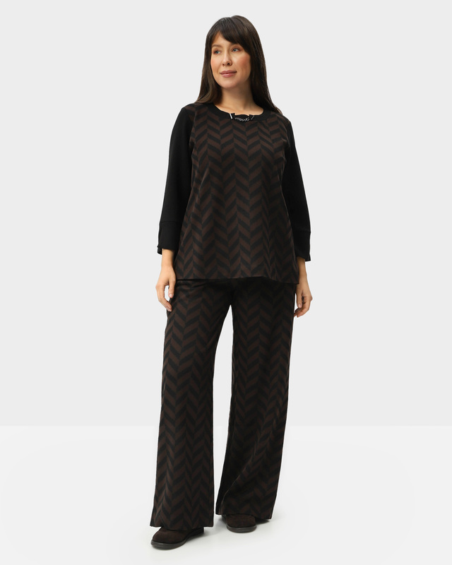 Брюки из трикотажного жаккарда с мягким начесом с эластичным поясом