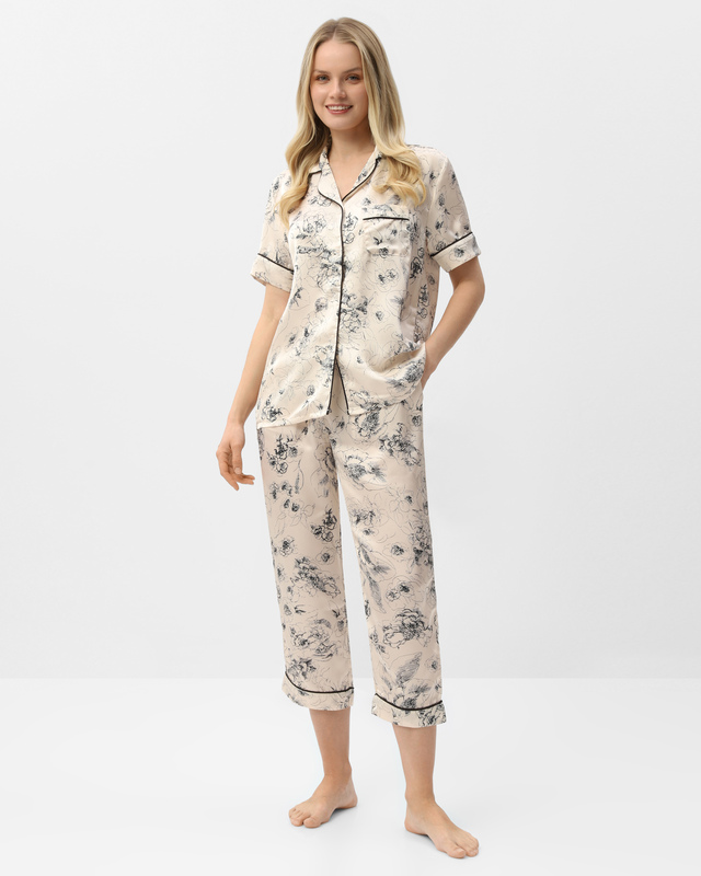 Брюки пижамные с цветочным принтом