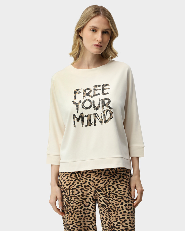 Пуловер из мягкого трикотажа с леттеринг-принтом