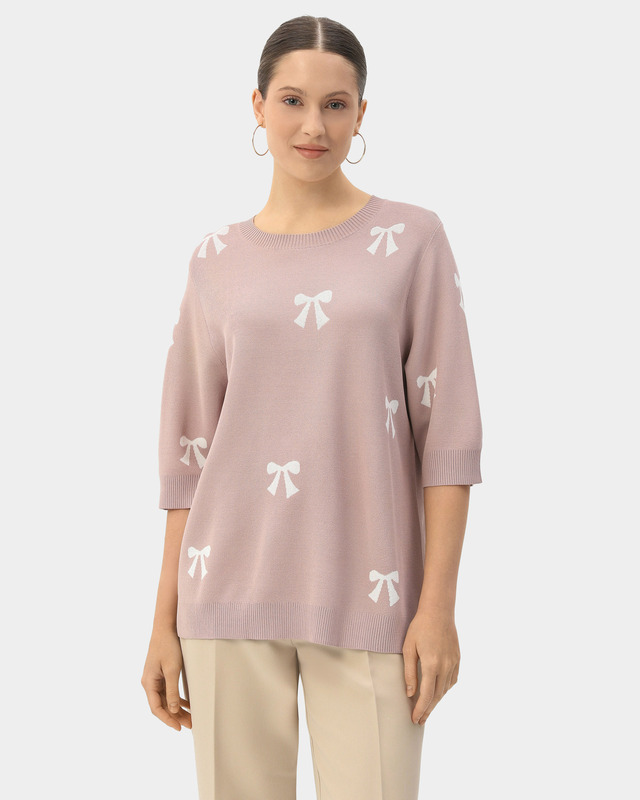 Пуловер с короткими рукавами и жаккардовым узором