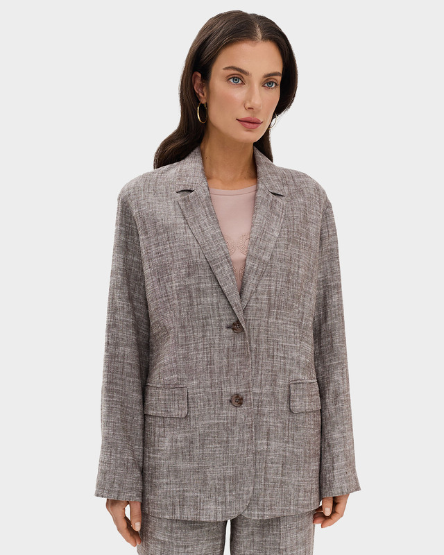 Однобортный жакет из натурального льна и вискозы