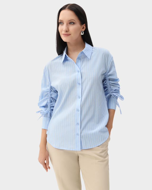 Рубашка из 100% хлопка в полоску с завязками на рукавах