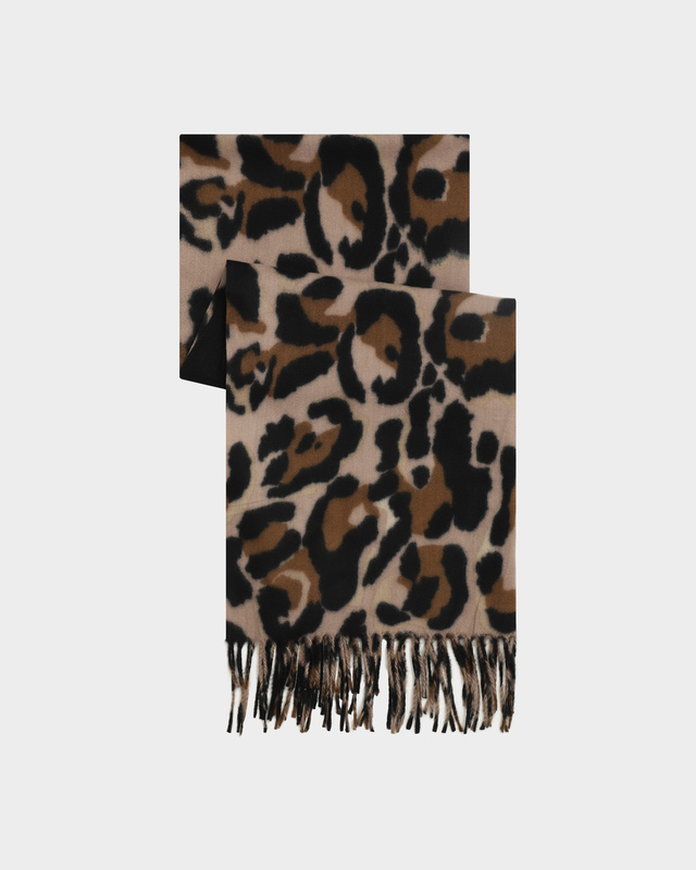 Палантин из натуральной шерсти и вискозы с леопардовым принтом