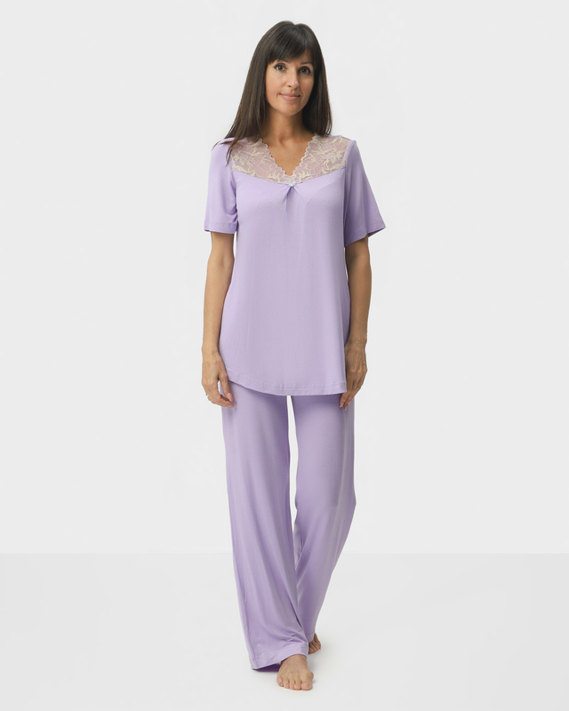 Пижамные брюки прямого силуэта из эластичной вискозы