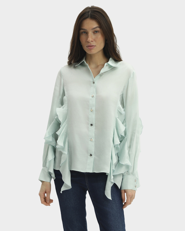 Блузка из тенсела с воланами