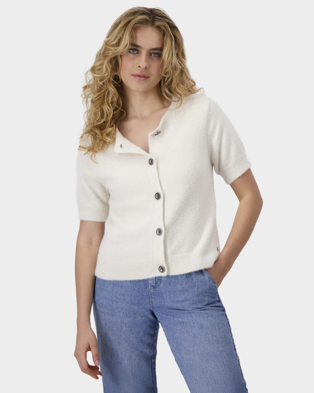 <html> <head></head> <body>  <ul>   <li>Пряжа с пушистым ворсом</li>   <li>Хлопок в составе</li>   <li>Декор пайетками</li>   <li>Прямой крой</li>   <li>Круглый вырез</li>   <li>Короткие рукава</li>  </ul>  <p>Уютный жакет Monari выполнен из мягкой пушистой пряжи красивого кремового оттенка. Пайетки в тон деликатно сияют в лучах света. Материал – смесь полиамида, обеспечивающего высокую прочность и износостойкость, и мягкого хлопка, хорошо пропускающего воздух. Застегивается на контрастные пуговицы.</p>  <p>Если у вас остались вопросы, вы можете написать нам в Telegram:&nbsp;<a href="https://t.me/ShoppingLive_9671117811_bot">8-967-111-7811</a>.</p> </body></html>