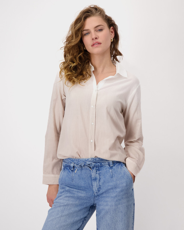 Рубашка из хлопка и модала с градиентным принтом и стразами