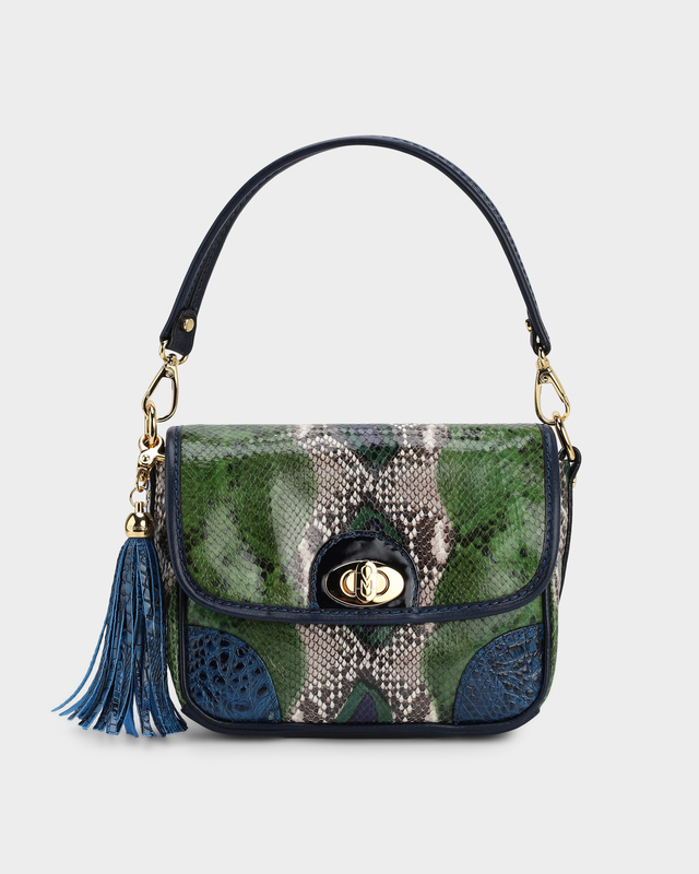 Сумка из натуральной кожи с сочетанием фактур под крокодила и змею