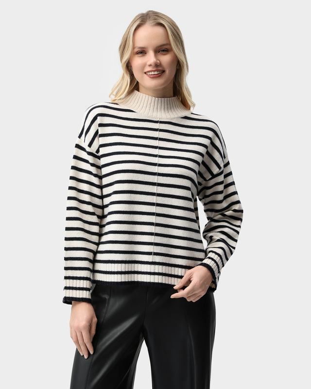 Пуловер в полоску с овечьей шерстью и модалом в составе