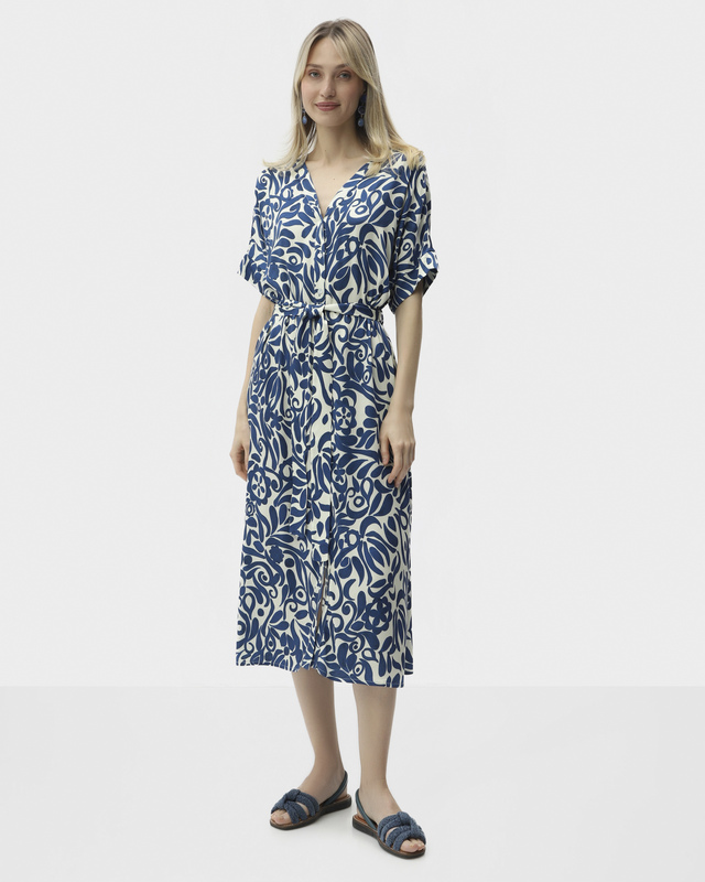 Платье из струящейся вискозы с абстрактным принтом